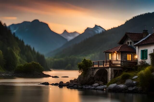 maison au bord de l'eau